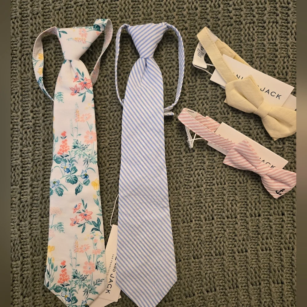 Navy Jack Floral and Striped Ties Set